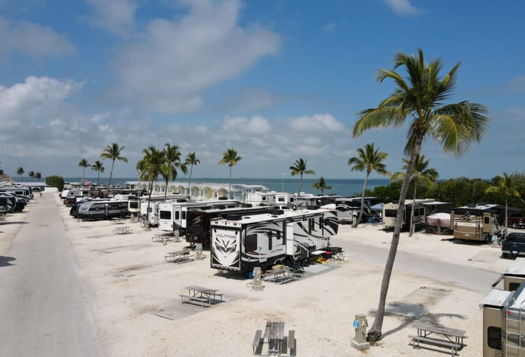 Fiesta Key RV Resort rvs parked in the sand